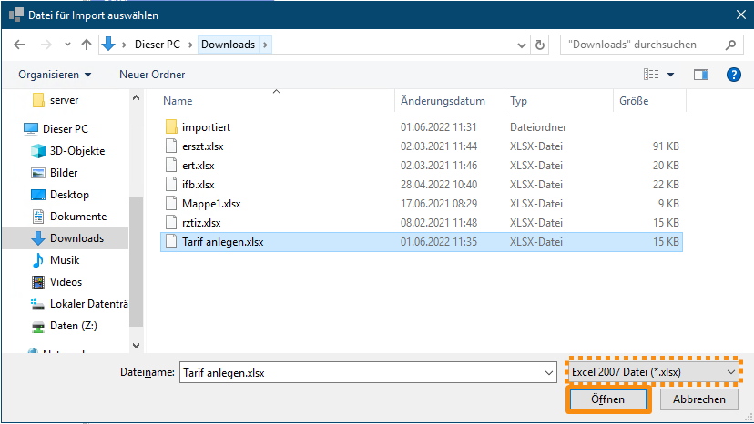 csJOB:Abrechnung Tarife:Tarifpositionen importieren:Import über Import Wizard 1701943338604.png